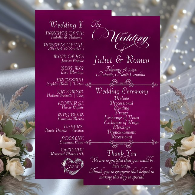 Elegant Script & Monogram - Plum Wedding Program (Creator Uploaded)