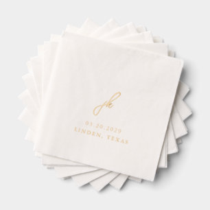 Elegant Script Monogram Wedding Foil Napkins