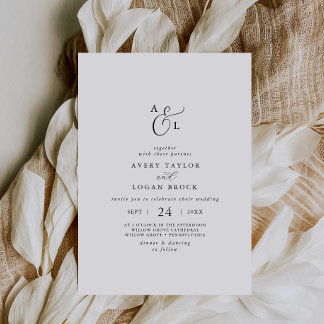 Elegant Script Monogram Wedding Invitation
