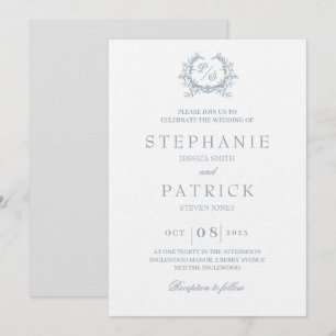 Elegant script monogram wedding invitation
