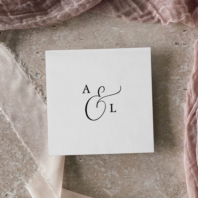 Elegant Script Monogram Wedding Napkins (Creator Uploaded)
