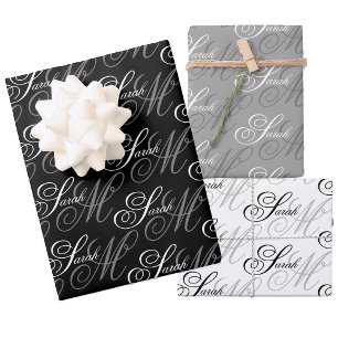 Elegant Script Monogram Wrapping Paper Sheet