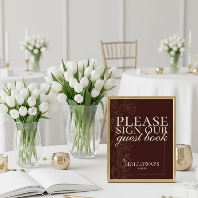 Elegant Script Mousse Brown Wedding Guestbook Acrylic Sign (Invite your guests to leave their love with this Mousse Brown Wedding Guestbook Sign!)