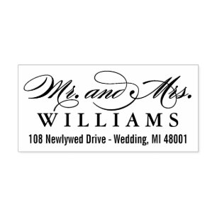 Elegant Script Mr. and Mrs. Return Address Rubber Stamp