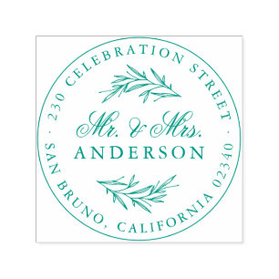 Elegant Script Mr. & Mrs. Newlywed Return Address Self-inking Stamp