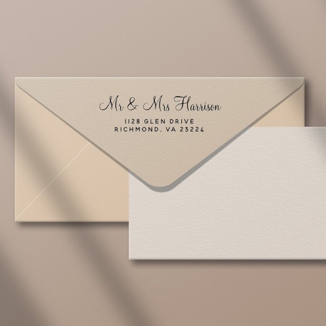 Elegant Script Mr Mrs Return Address Self-inking Stamp (Creator Uploaded)