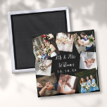 Elegant Script Mr Mrs Wedding Photo Collage Magnet<br><div class="desc">Personalize with your favourite wedding photos,  name and special date to create a unique photo collage,  memory and gift. A lovely keepsake to treasure! Designed by Thisisnotme©</div>