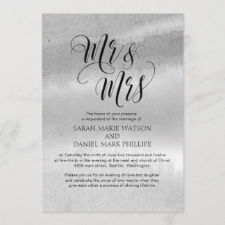 Elegant Script Mr & Mrs Wedding Typography Invite