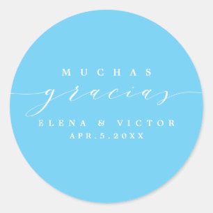 ELÉGANT SCRIPT MUCHAS GRACIAS   MERCI STICKER