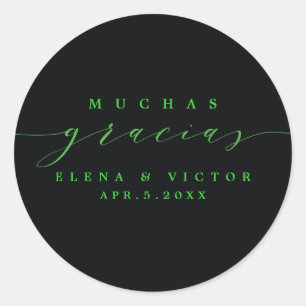 ELÉGANT SCRIPT MUCHAS GRACIAS   MERCI STICKER