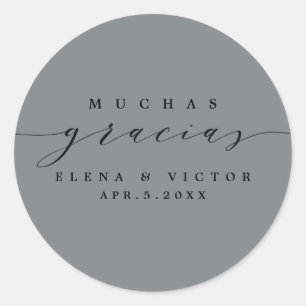 ELEGANT SCRIPT MUCHAS GRACIAS   THANK YOU STICKER