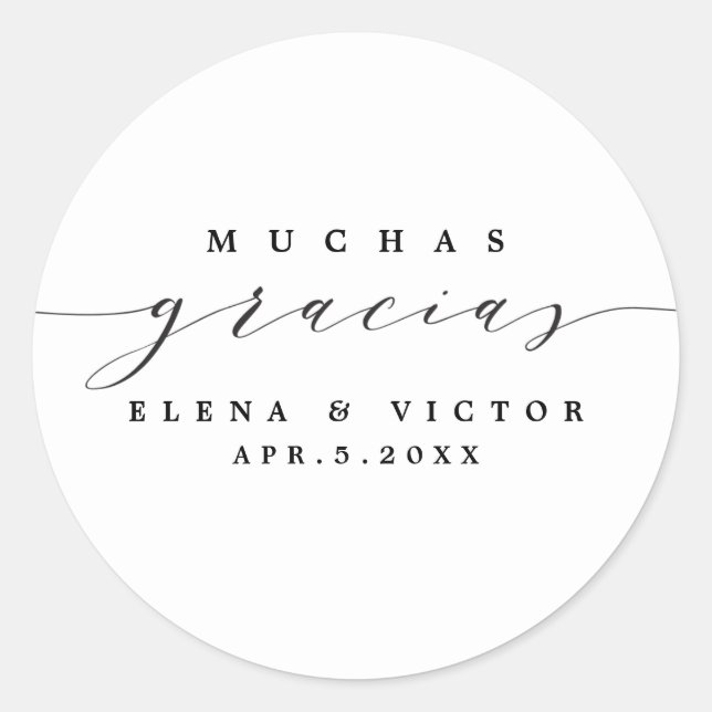ELEGANT SCRIPT MUCHAS GRACIAS | THANK YOU STICKER (Front)