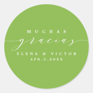 ELEGANT SCRIPT MUCHAS GRACIAS   THANK YOU STICKER