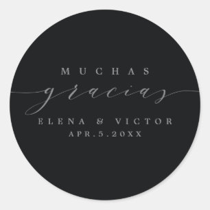 ELEGANT SCRIPT MUCHAS GRACIAS   THANK YOU STICKER