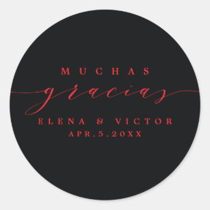 ELEGANT SCRIPT MUCHAS GRACIAS   THANK YOU STICKER