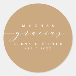 ELEGANT SCRIPT MUCHAS GRACIAS   THANK YOU STICKER
