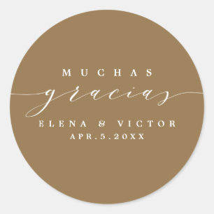 ELEGANT SCRIPT MUCHAS GRACIAS   THANK YOU STICKER