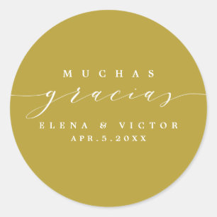 ELEGANT SCRIPT MUCHAS GRACIAS   THANK YOU STICKER