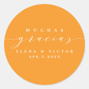 ELEGANT SCRIPT MUCHAS GRACIAS   THANK YOU STICKER