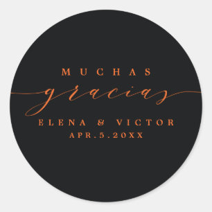 ELEGANT SCRIPT MUCHAS GRACIAS   THANK YOU STICKER