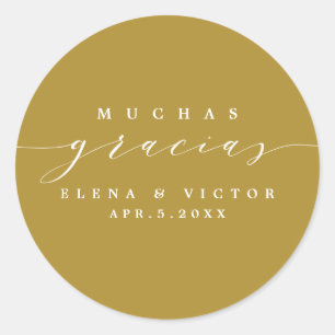 ELEGANT SCRIPT MUCHAS GRACIAS   THANK YOU STICKER