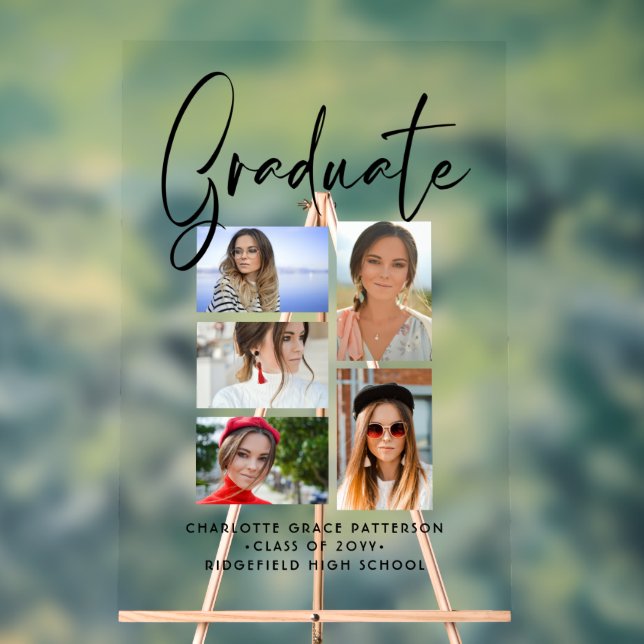 Élégant Script Multi Photo Graduate (Neutre)