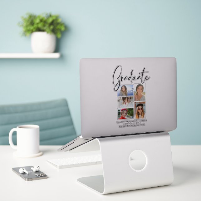 Elegant Script Multi Photo Graduation Graduate (Laptop On Desk)