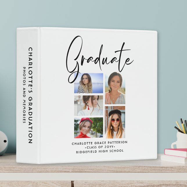 Elegant Script Multi Photo Graduation Graduate Binder (Creator Uploaded)
