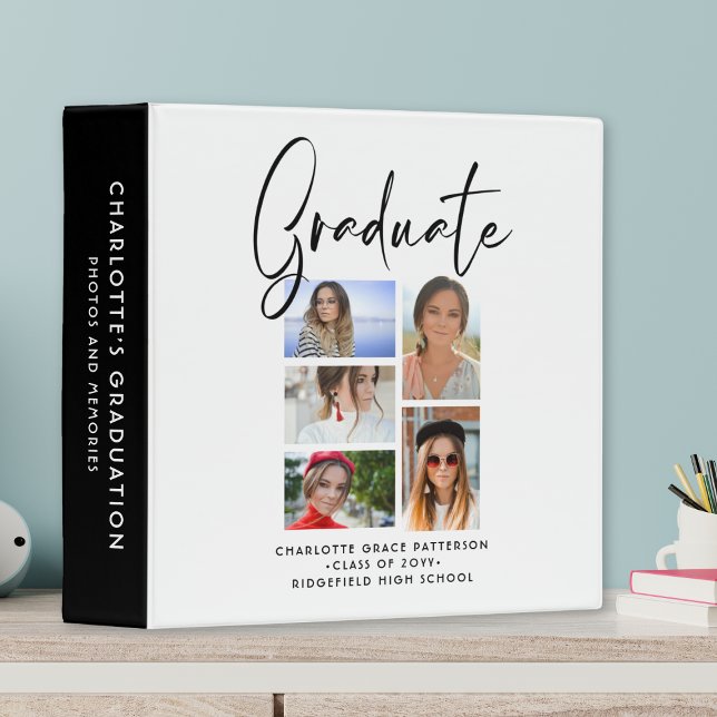Elegant Script Multi Photo Graduation Graduate Binder (Creator Uploaded)