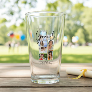 Elegant Script Multi Photo Graduation Graduate Glass