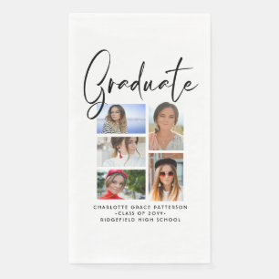 Elegant Script Multi Photo Graduation Graduate Napkin