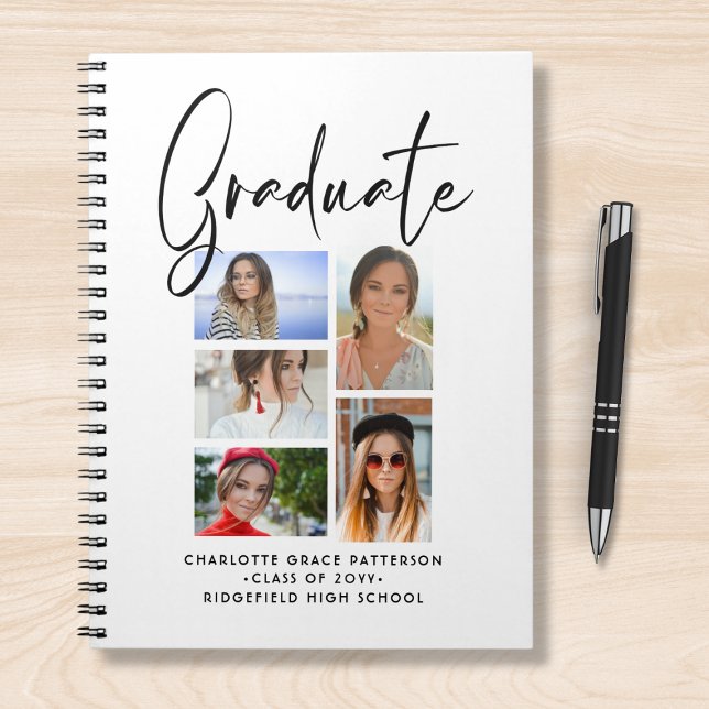 Elegant Script Multi Photo Graduation Graduate Notebook (Creator Uploaded)