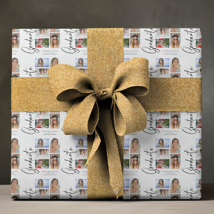 Elegant Script Multi Photo Graduation Graduate Wrapping Paper