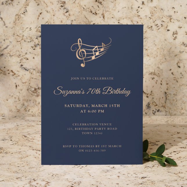 Elegant Script Music Notes Birthday Invitation (Creator Uploaded)