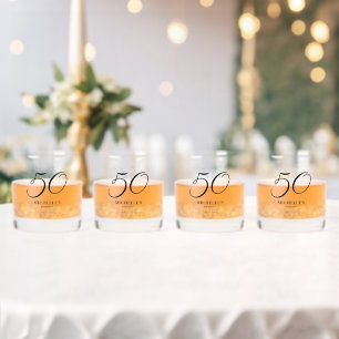 Elegant Script Name Age Date 50th Birthday Whiskey Glass