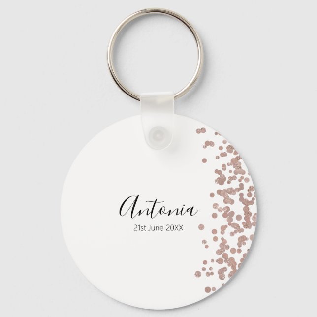 Elegant Script Name Birthday Keychain (Front)