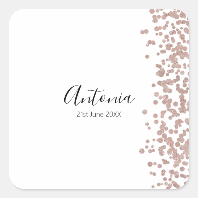 Elegant Script Name Birthday Square Sticker (Front)