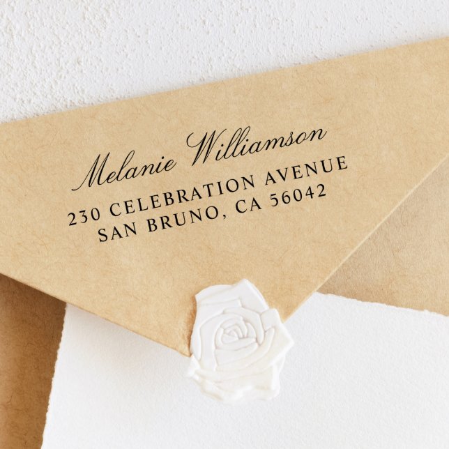 Elegant Script Name & Classic Return Address Rubber Stamp (Rubber Stamp Mock-up)