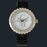Elegant Script Name Custom Monogram Initial Watch<br><div class="desc">Elegant personalized monogram watch with a modern script. Easily personalize this custom monogram watch with a name and initials online. Create a beautiful personalized gift for your family and friends.</div>