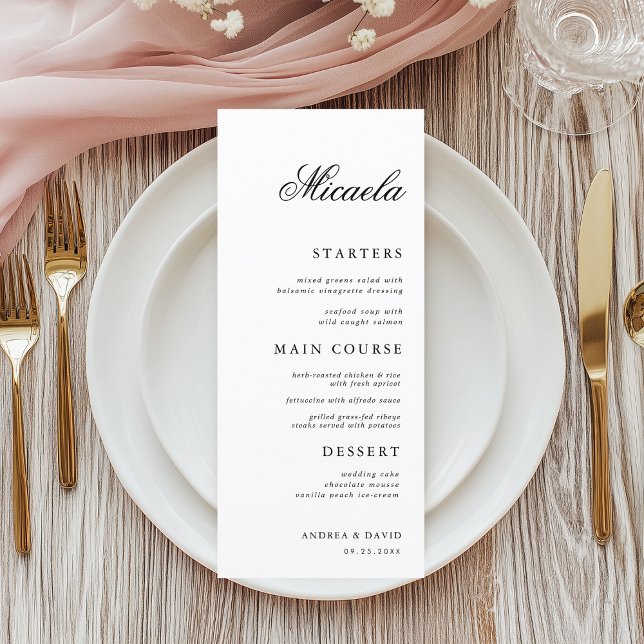 Elegant Script Name Custom Personalized Wedding Menu (Creator Uploaded)