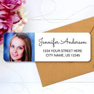 Elegant Script Name Custom Photo Return Address