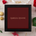 Elegant Script Name Dark Red Birthday  Gift Box<br><div class="desc">This elegant dark red and blush pink typography gift box exudes sophistication with its refined colour combination and modern design. Perfect for presenting special gifts,  it adds a stylish and personalized touch to any occasion.</div>
