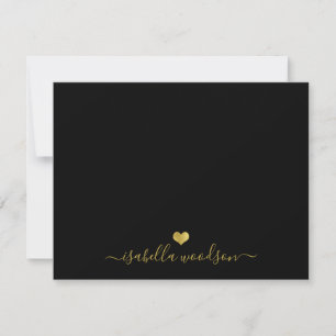 Elegant Script Name Faux Gold Foil Heart  Card