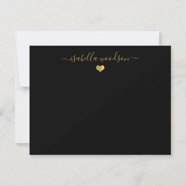 Elegant Script Name Faux Gold Foil Heart  Card (Front)
