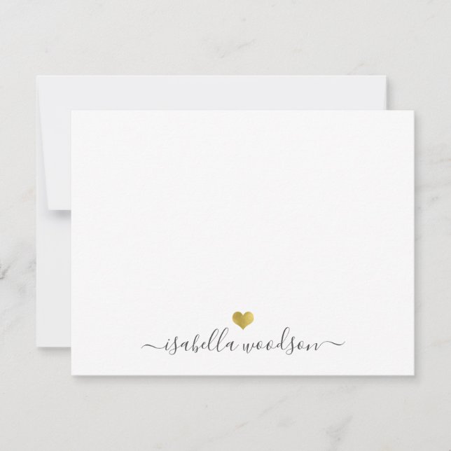 Elegant Script Name Faux Gold Foil Heart  Card (Front)