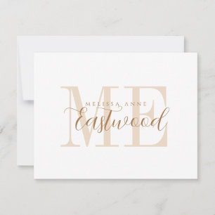 Elegant Script Name Gold Monogram Flat Note Card