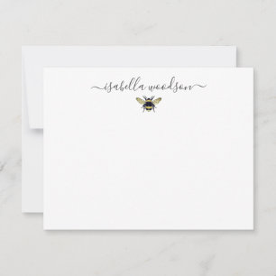 Elegant Script Name Honey Bee Note Card