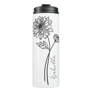 Elegant Script Name November Birth Month Flower Thermal Tumbler