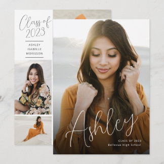 Elegant Script Name Overlay Graduation Announcement