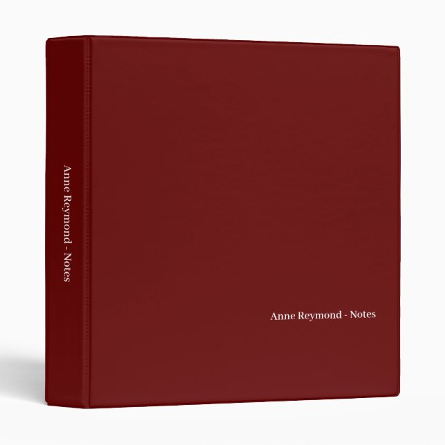 Elegant Script Name Pattern dark-red Binder (Front/Spine)